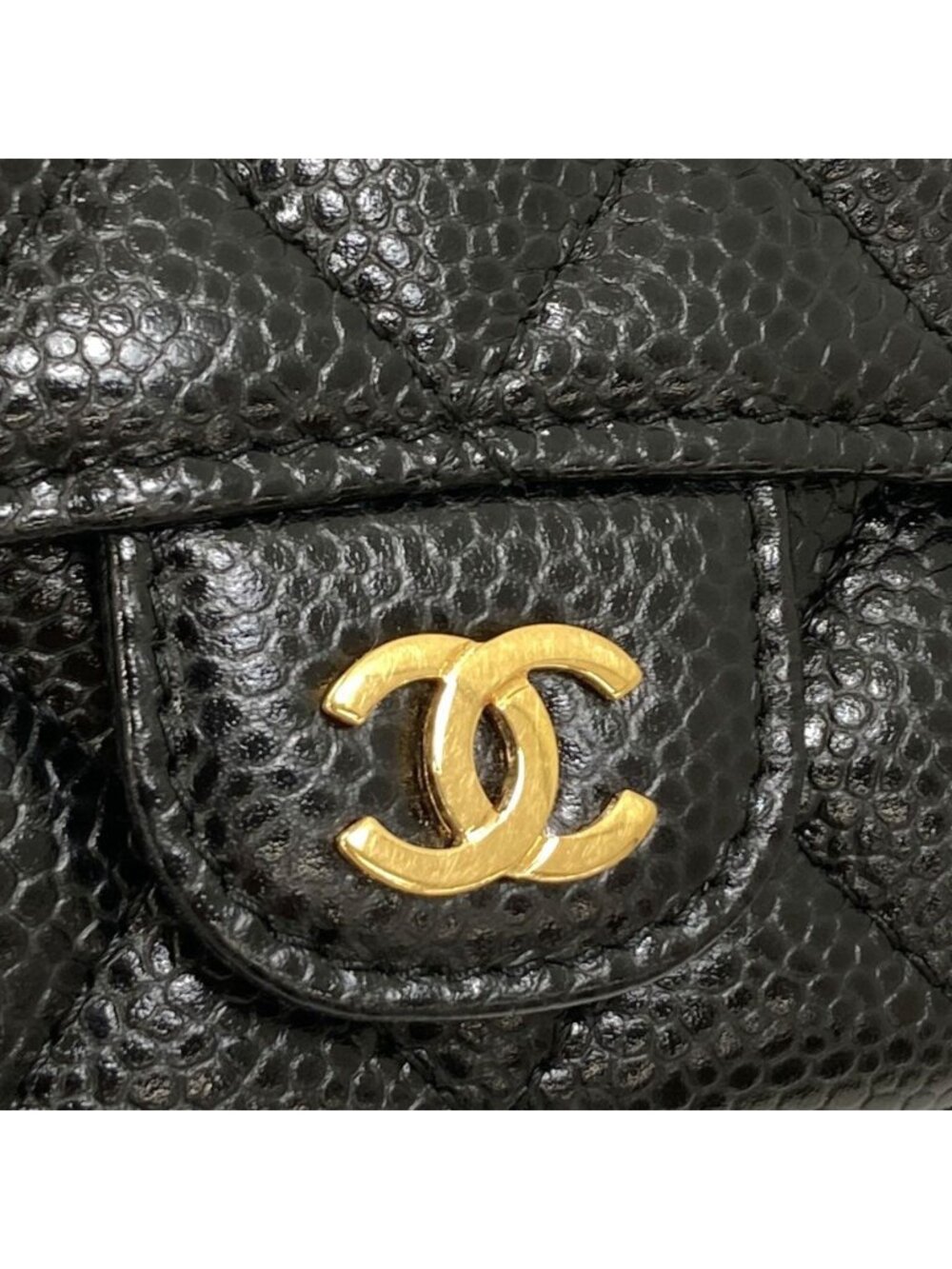 ★SOLD★ Chanel Quilted CC Logo Gold Card Case Gray Calfskin - Picture 12 of 15